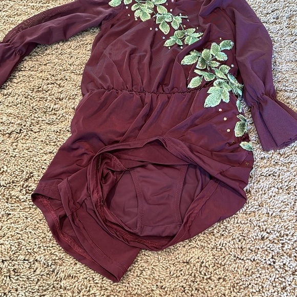 Semi Custom Wine Green Leaf Romper Costume - Picture 9 of 10